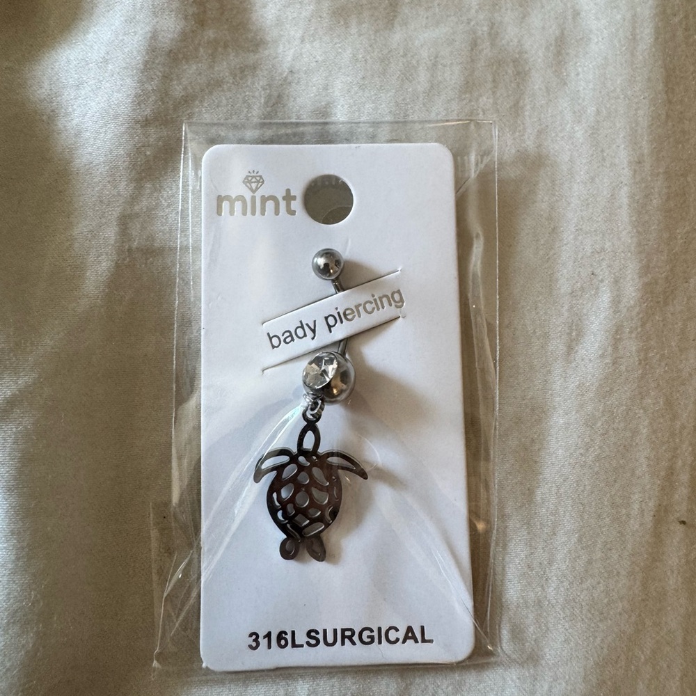 Mint Silver Turtle Belly Ring